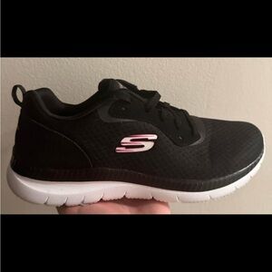 Skechers Black and Pink Slip-On Athletic Shoe